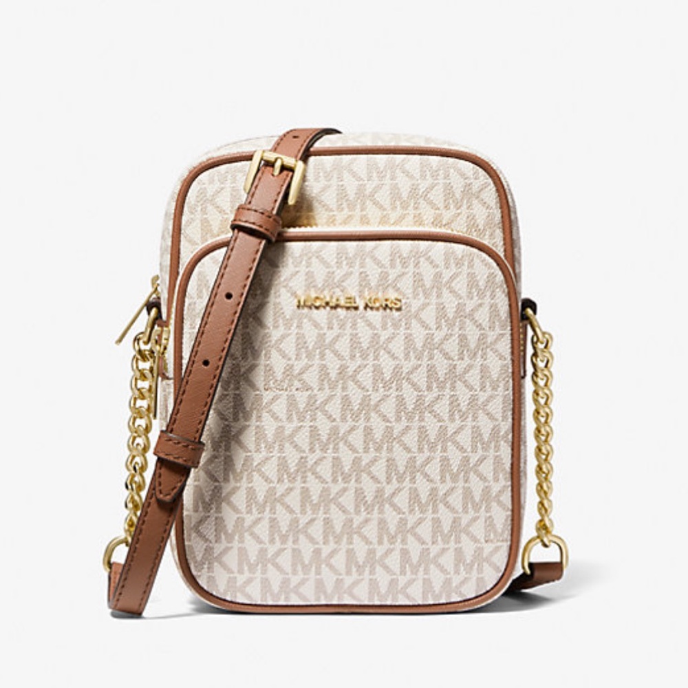 MICHAEL KORS  Jet Set Travel Md Logo Crossbody Flight # 35F1GTVC2B NWT
Vanilla